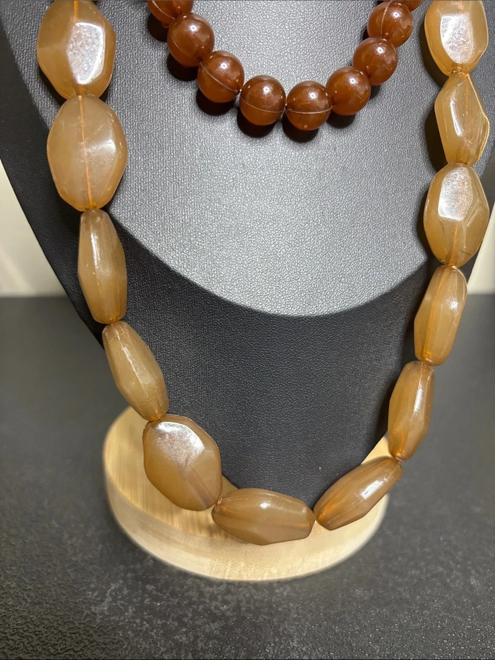 Chunky Acrylic Brown Bead Long Necklace - Women Jewelry